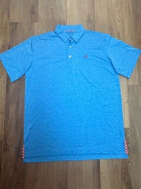 Bald Head Blues Blue Heather Golf Polo Medium Performance Stretch Preppy EUC